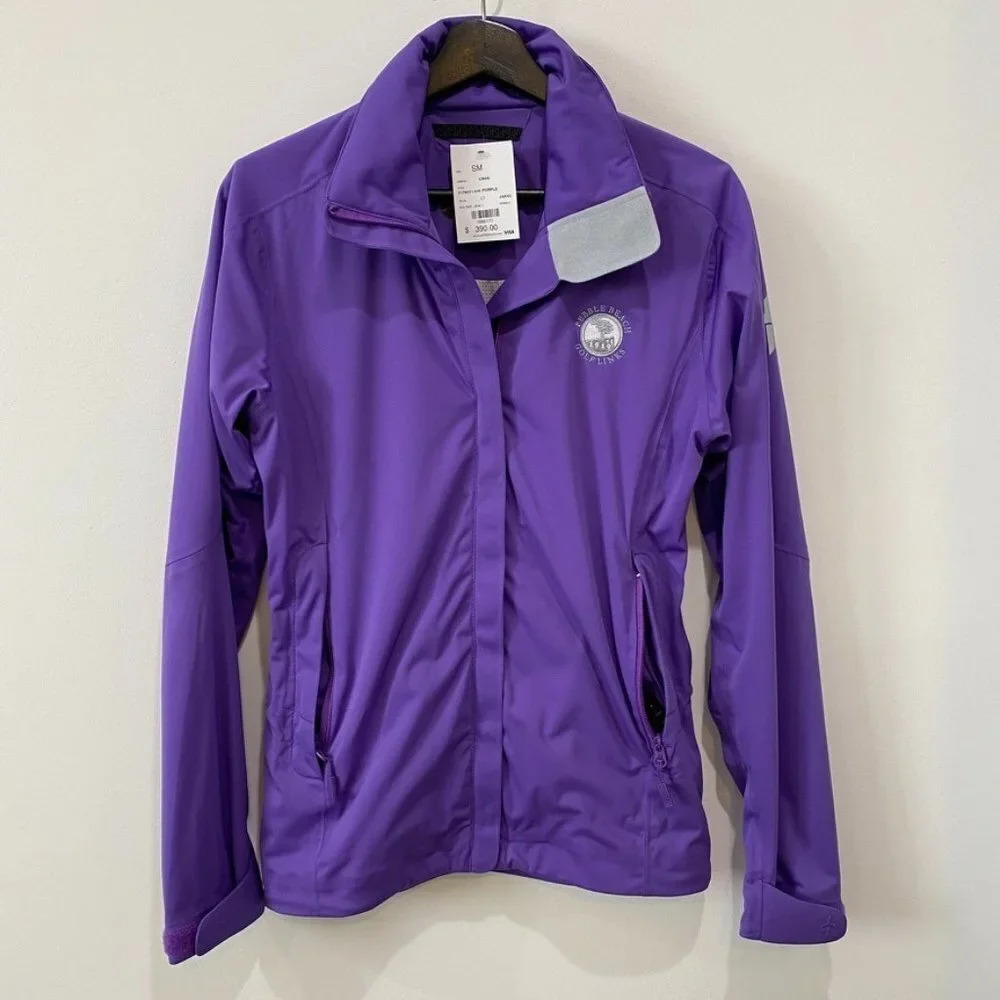 RARE Brand New Pebble Beach Purple Windbreaker Fitted Golf Jacket Size S - Cross